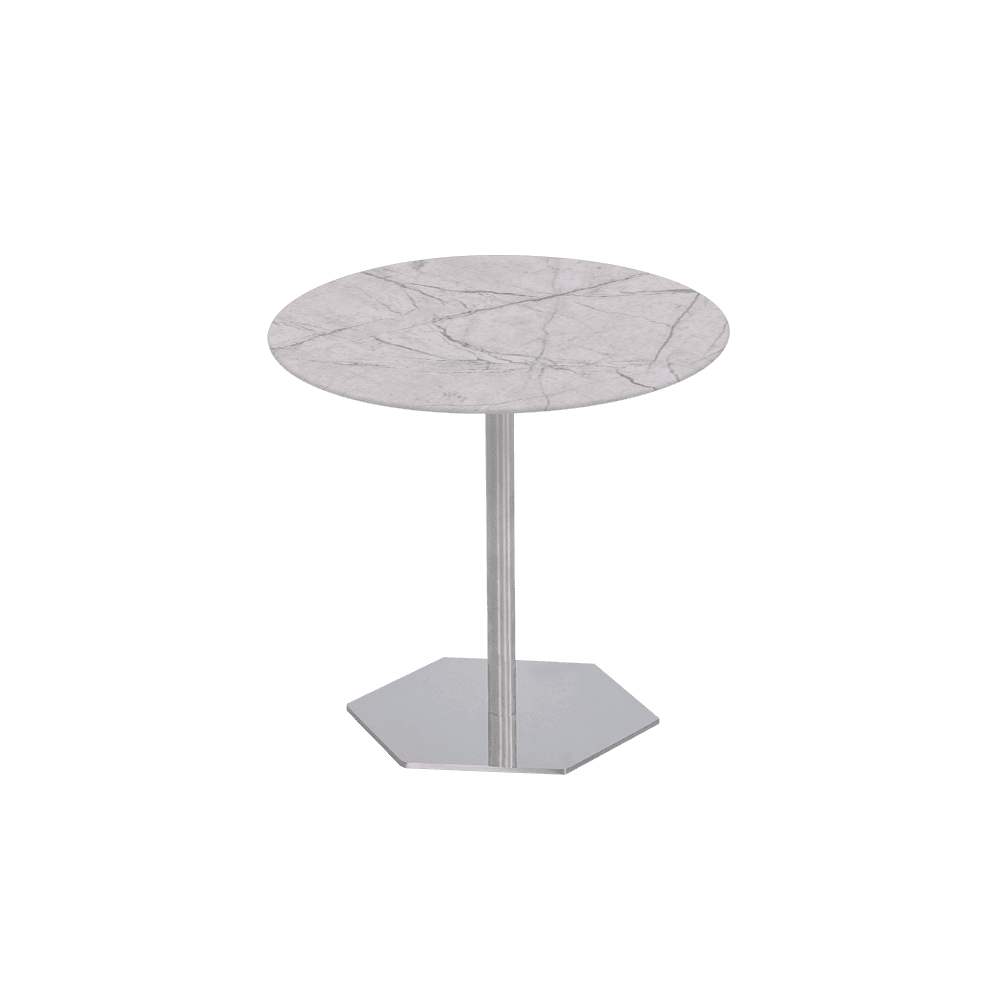 SILVIA Side Table - Mix & Match Marble Top with Silver Coloured Stainless Steel Base(500mm)