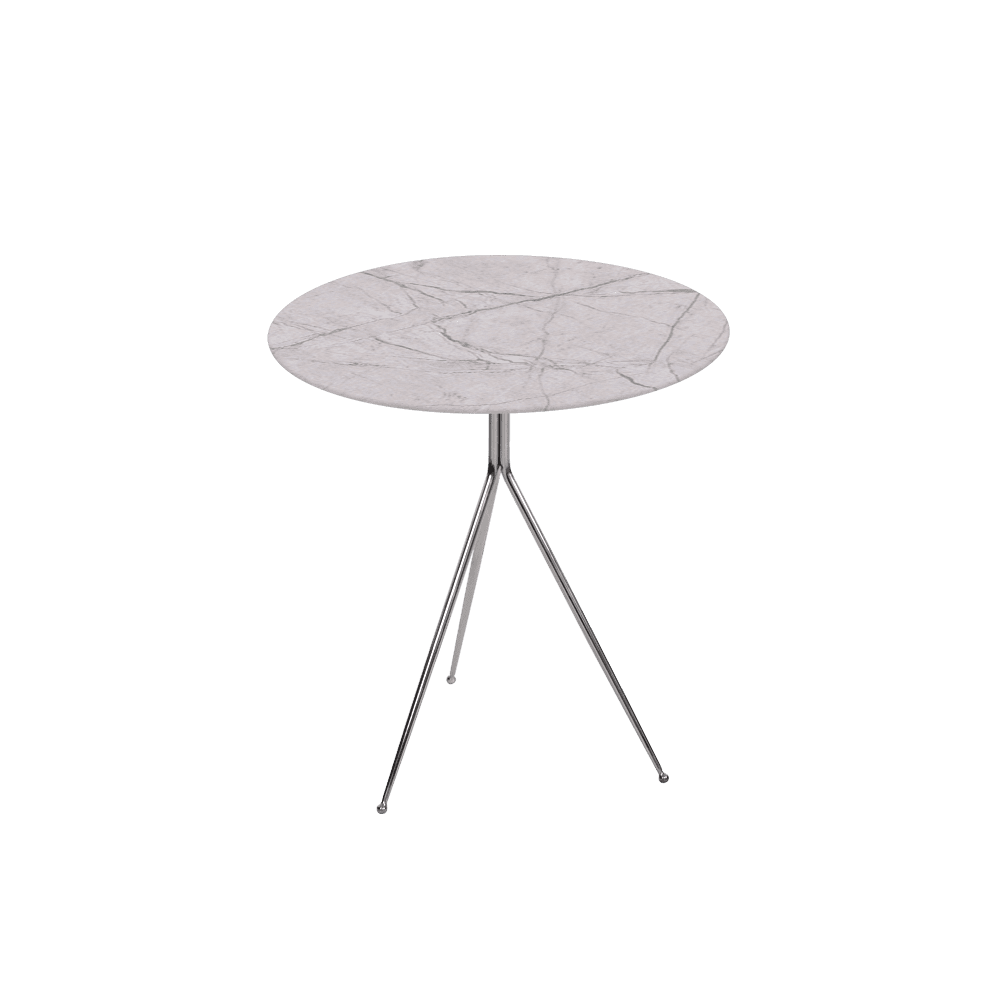 SILVIA Side Table - Mix & Match Marble Top with Silver Coloured Stainless Steel Base(500mm)