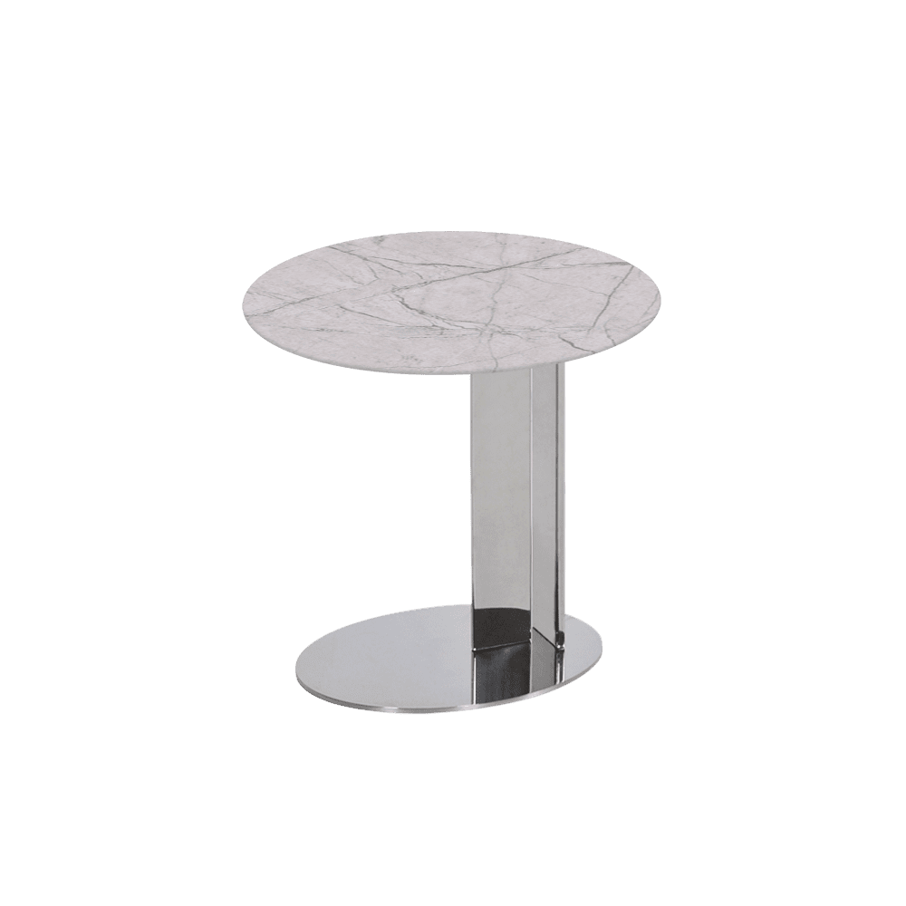 SILVIA Side Table - Mix & Match Marble Top with Silver Coloured Stainless Steel Base(500mm)