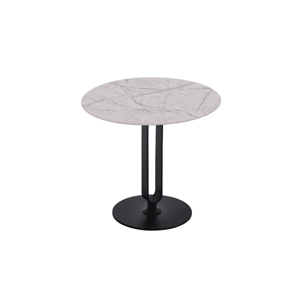 SELENA Side Table - Mix & Match Marble Top with Black Coloured Steel Base(500mm)