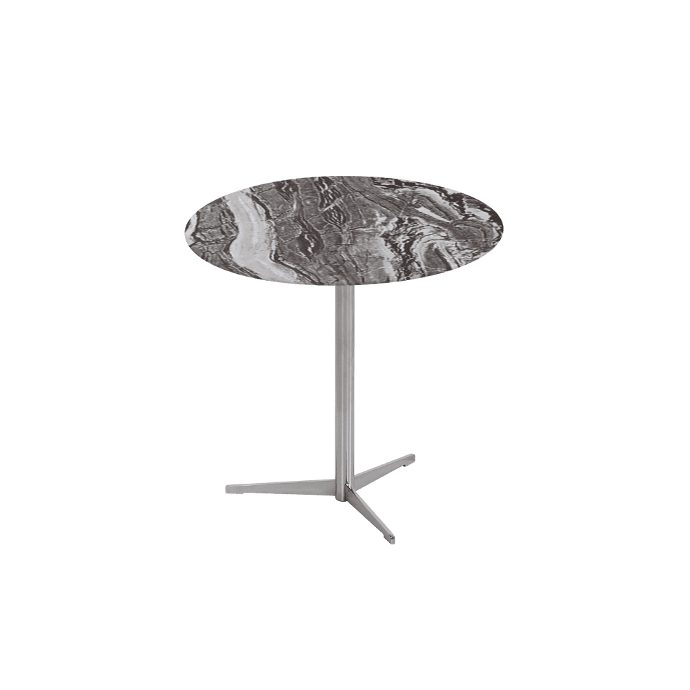 SILVIA Side Table - Mix & Match Marble Top with Silver Coloured Stainless Steel Base(500mm)