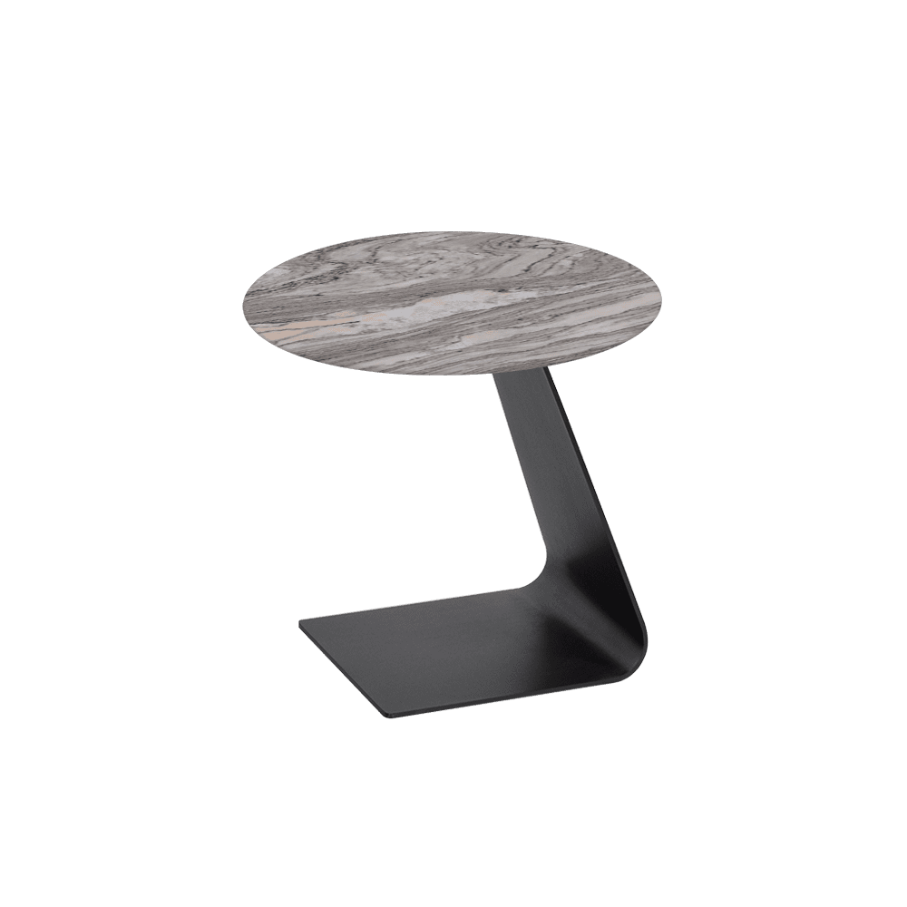 BAILEY Side Table - Mix & Match Marble Top with Black Coloured Steel Base(500mm)