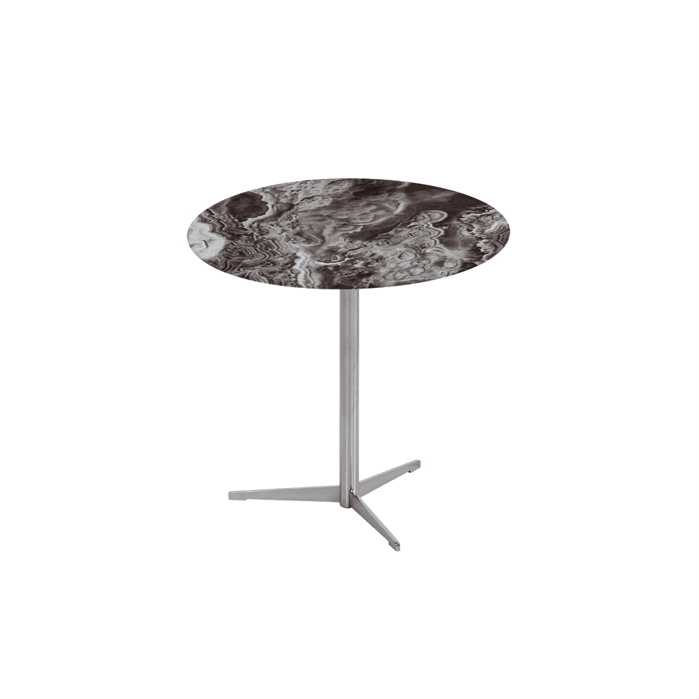SILVIA Side Table - Mix & Match Marble Top with Silver Coloured Stainless Steel Base(500mm)