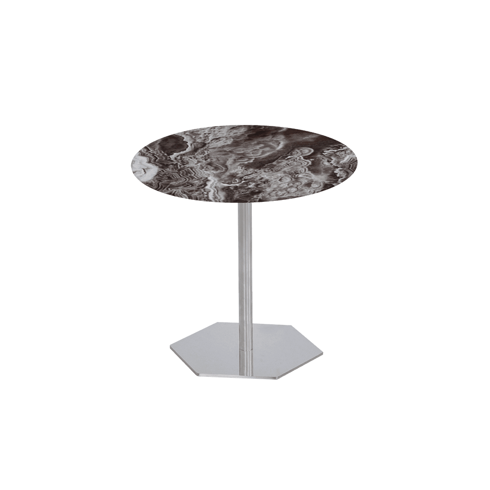 SILVIA Side Table - Mix & Match Marble Top with Silver Coloured Stainless Steel Base(500mm)