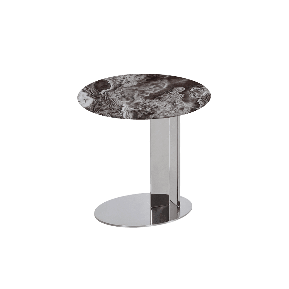 SILVIA Side Table - Mix & Match Marble Top with Silver Coloured Stainless Steel Base(500mm)