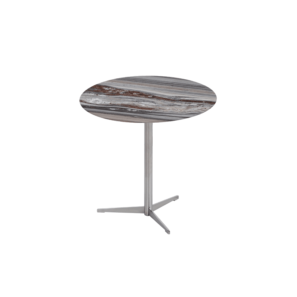 SILVIA Side Table - Mix & Match Marble Top with Silver Coloured Stainless Steel Base(500mm)