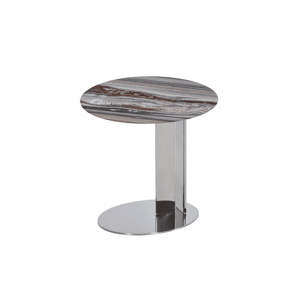 SILVIA Side Table - Mix & Match Marble Top with Silver Coloured Stainless Steel Base(500mm)