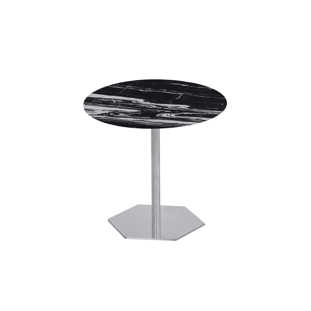 SILVIA Side Table - Mix & Match Marble Top with Silver Coloured Stainless Steel Base(500mm)