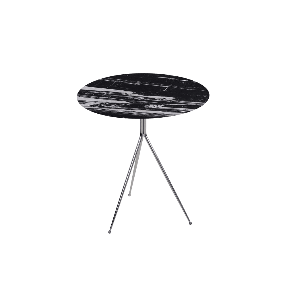 SILVIA Side Table - Mix & Match Marble Top with Silver Coloured Stainless Steel Base(500mm)