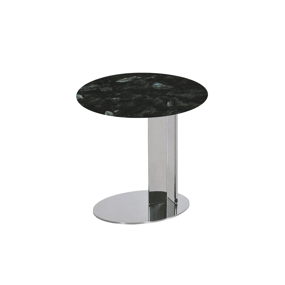 SILVIA Side Table - Mix & Match Marble Top with Silver Coloured Stainless Steel Base(500mm)