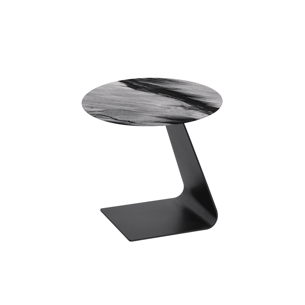 BAILEY Side Table - Mix & Match Marble Top with Black Coloured Steel Base(500mm)
