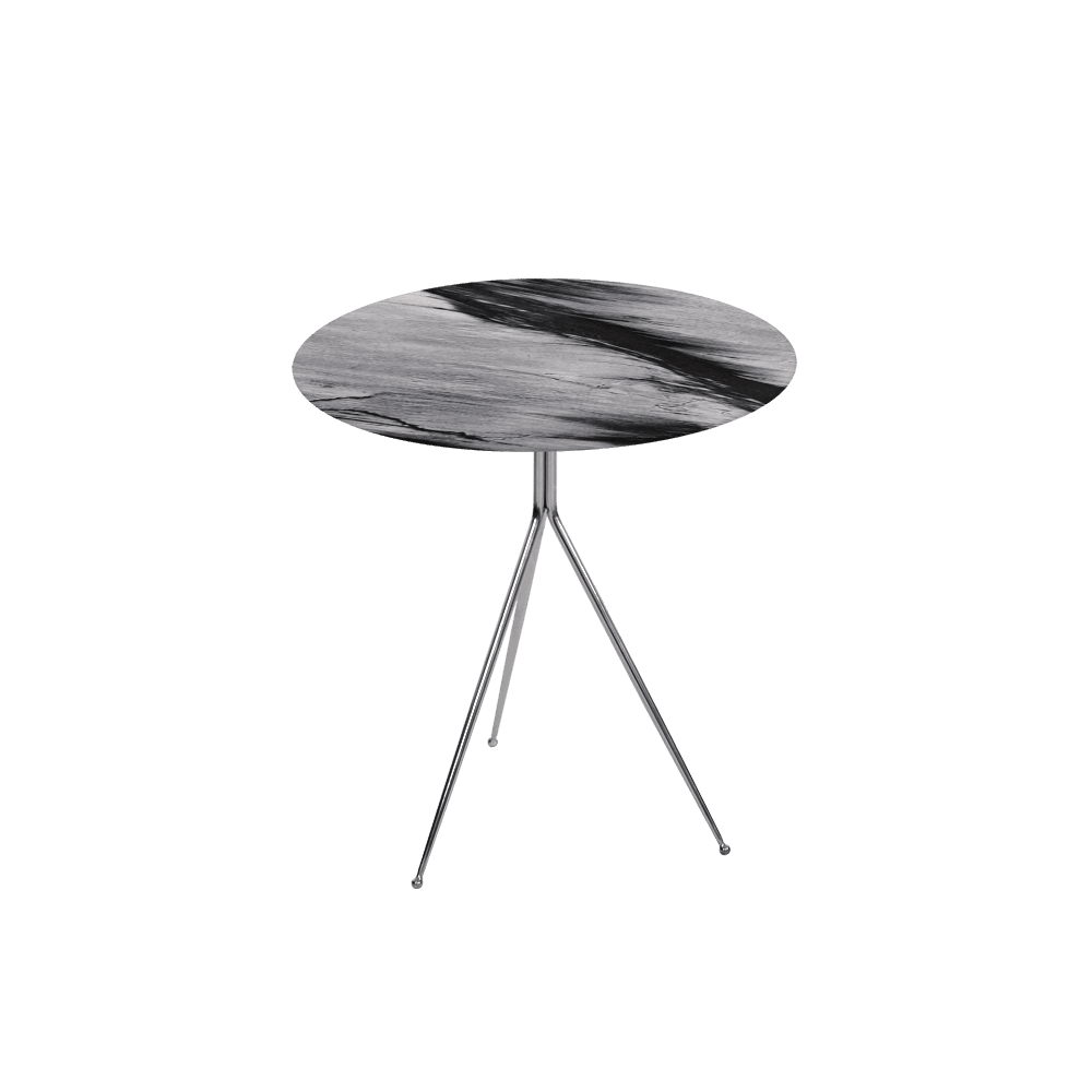 SILVIA Side Table - Mix & Match Marble Top with Silver Coloured Stainless Steel Base(500mm)