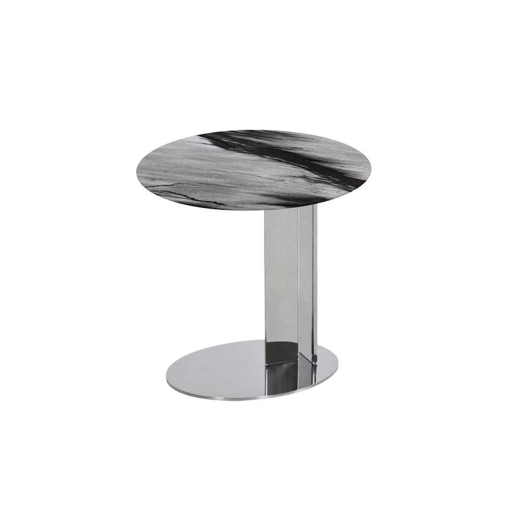 SILVIA Side Table - Mix & Match Marble Top with Silver Coloured Stainless Steel Base(500mm)