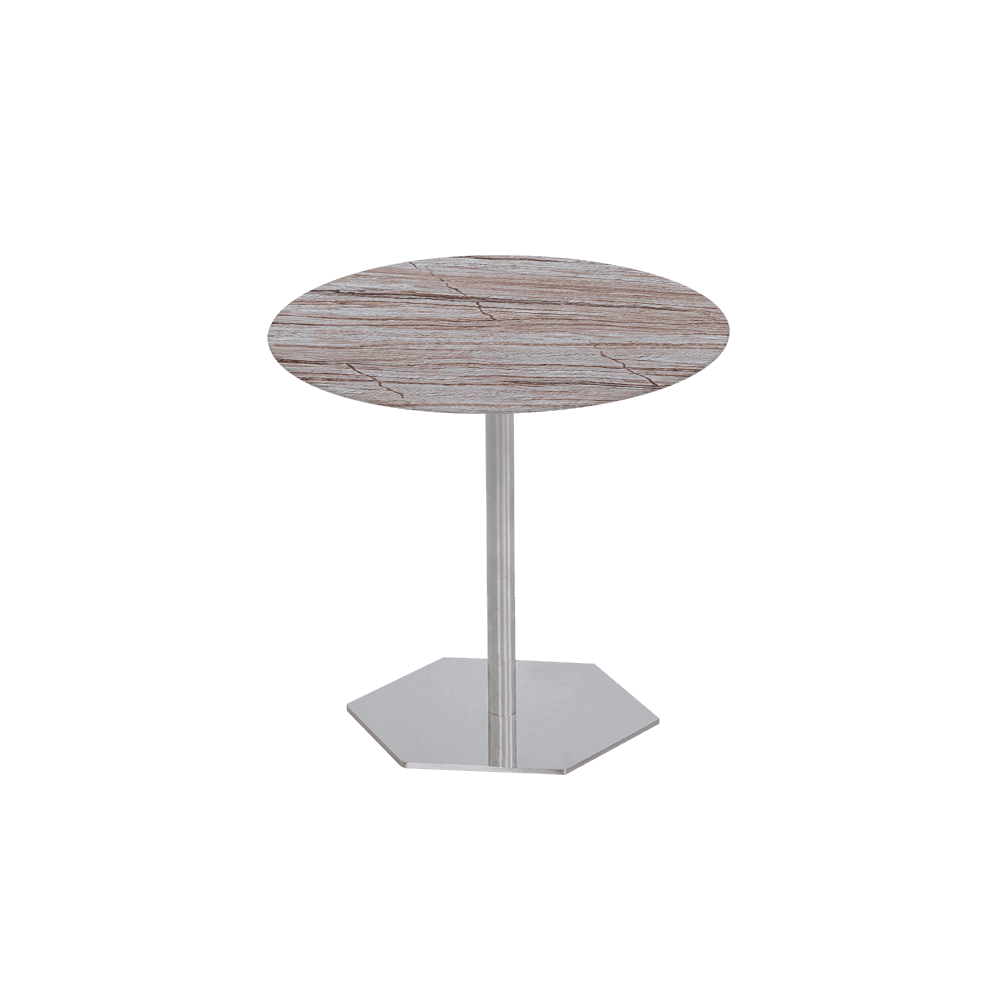 SILVIA Side Table - Mix & Match Marble Top with Silver Coloured Stainless Steel Base(500mm)