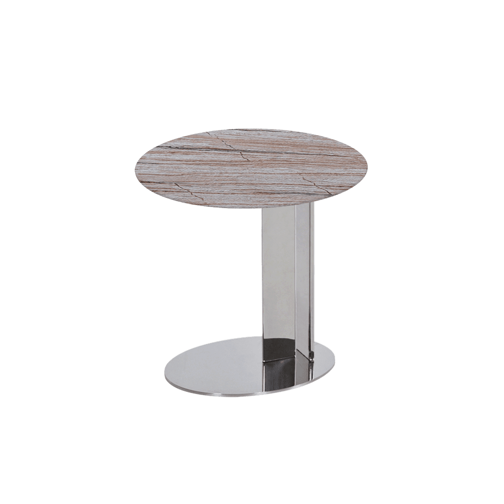 SILVIA Side Table - Mix & Match Marble Top with Silver Coloured Stainless Steel Base(500mm)
