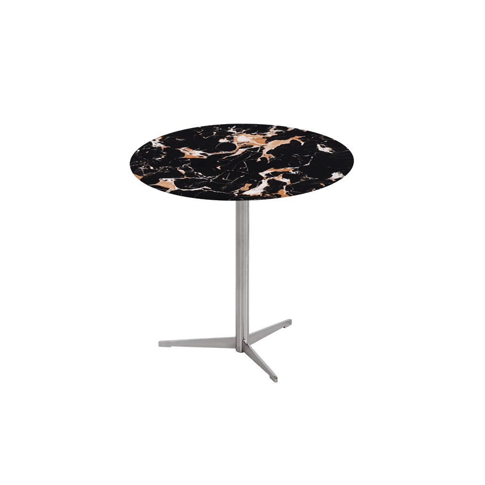 SILVIA Side Table - Mix & Match Marble Top with Silver Coloured Stainless Steel Base(500mm)