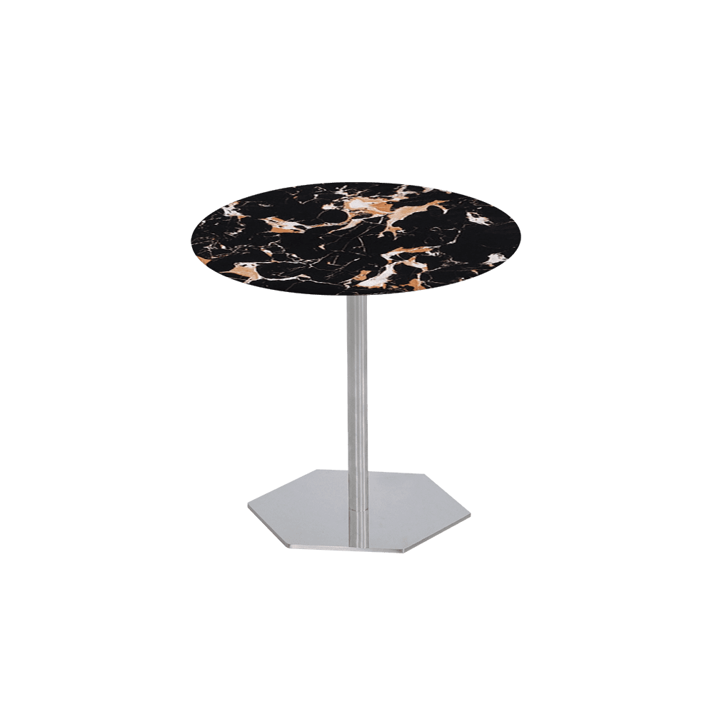 SILVIA Side Table - Mix & Match Marble Top with Silver Coloured Stainless Steel Base(500mm)