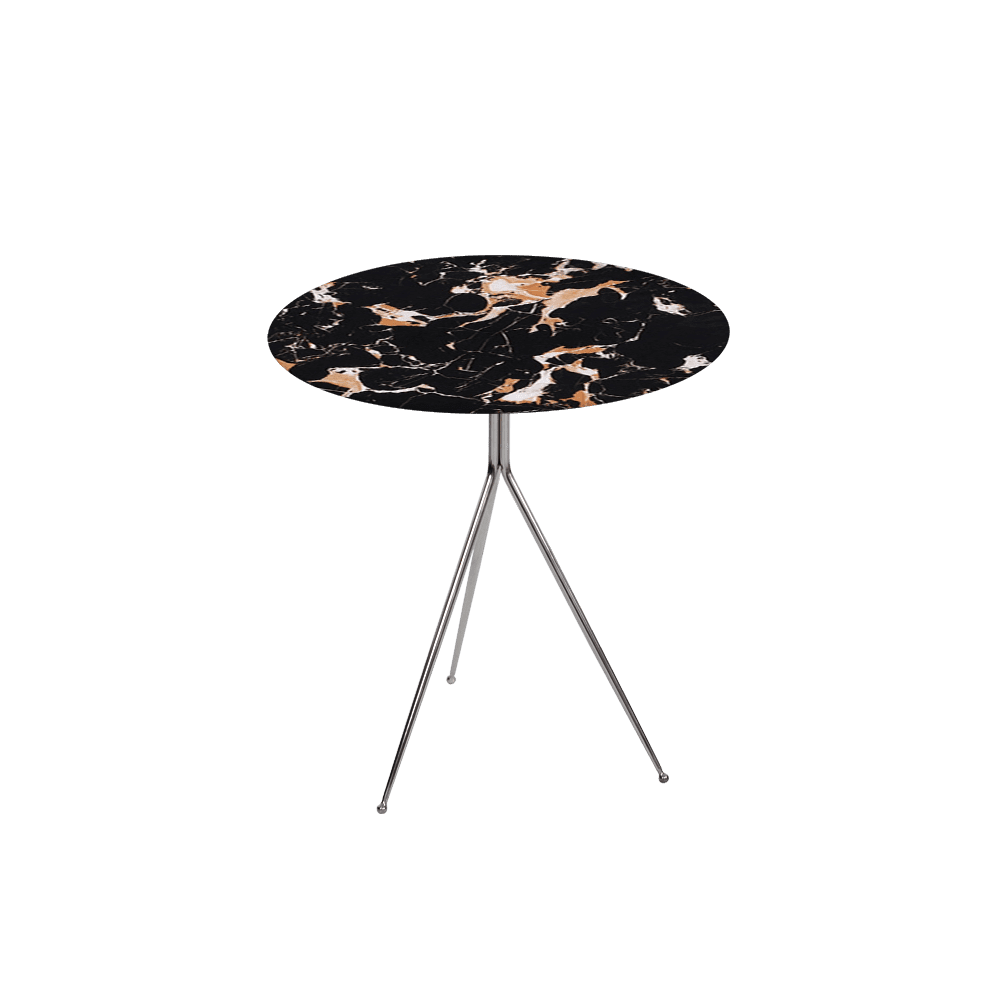SILVIA Side Table - Mix & Match Marble Top with Silver Coloured Stainless Steel Base(500mm)