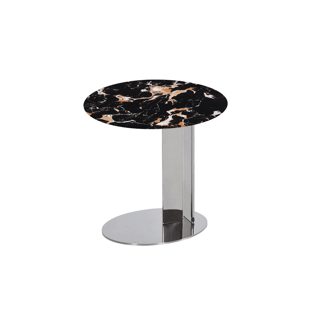SILVIA Side Table - Mix & Match Marble Top with Silver Coloured Stainless Steel Base(500mm)