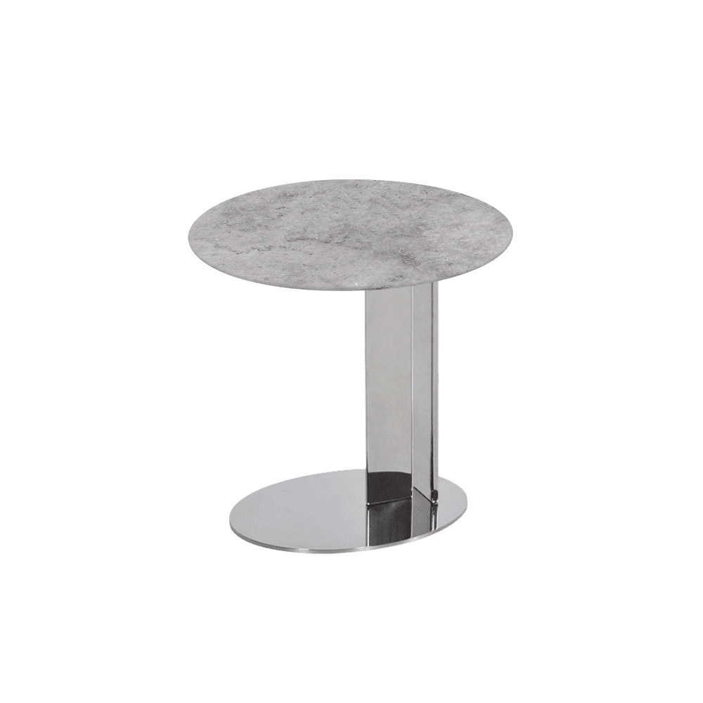 SILVIA Side Table - Mix & Match Marble Top with Silver Coloured Stainless Steel Base(500mm)