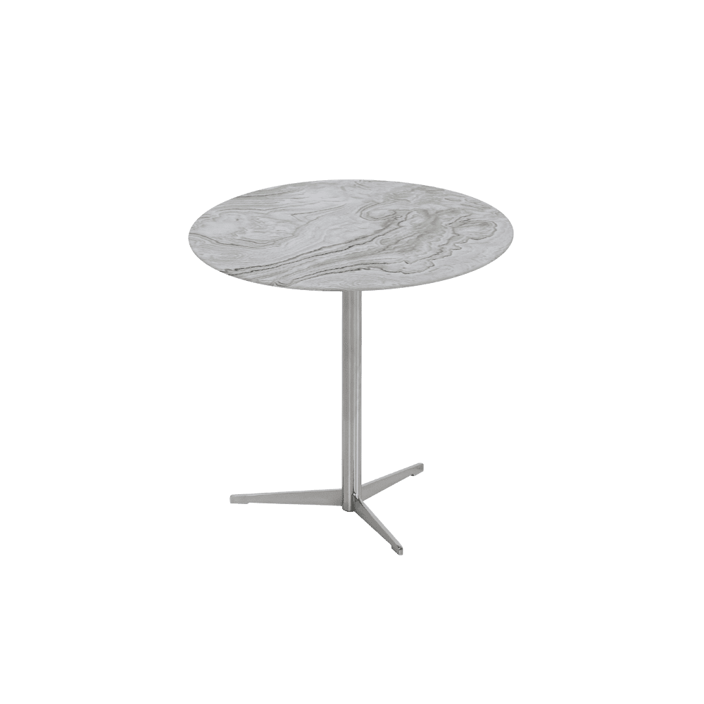 SILVIA Side Table - Mix & Match Marble Top with Silver Coloured Stainless Steel Base(500mm)