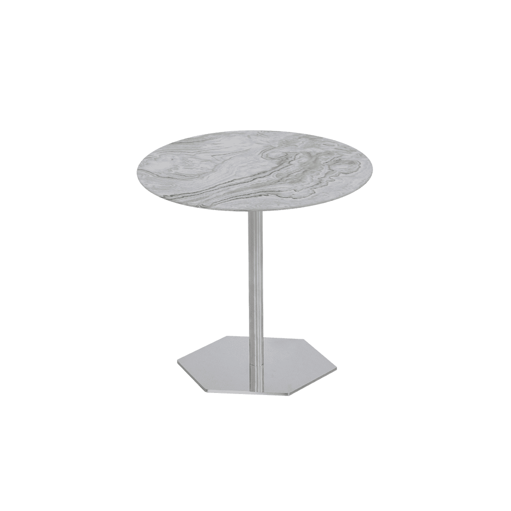 SILVIA Side Table - Mix & Match Marble Top with Silver Coloured Stainless Steel Base(500mm)