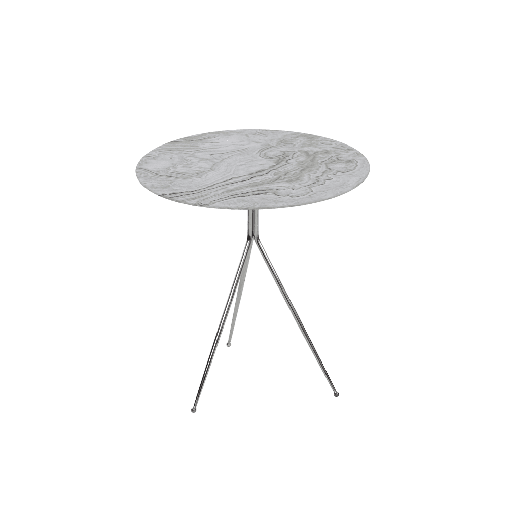 SILVIA Side Table - Mix & Match Marble Top with Silver Coloured Stainless Steel Base(500mm)