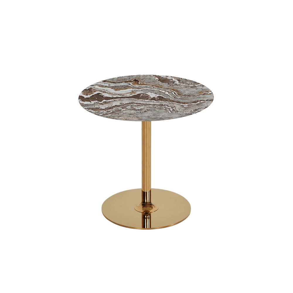 BELLA – Mix & Match Marble Side Table with Gold Coloured Stainless Steel Base (500mm)