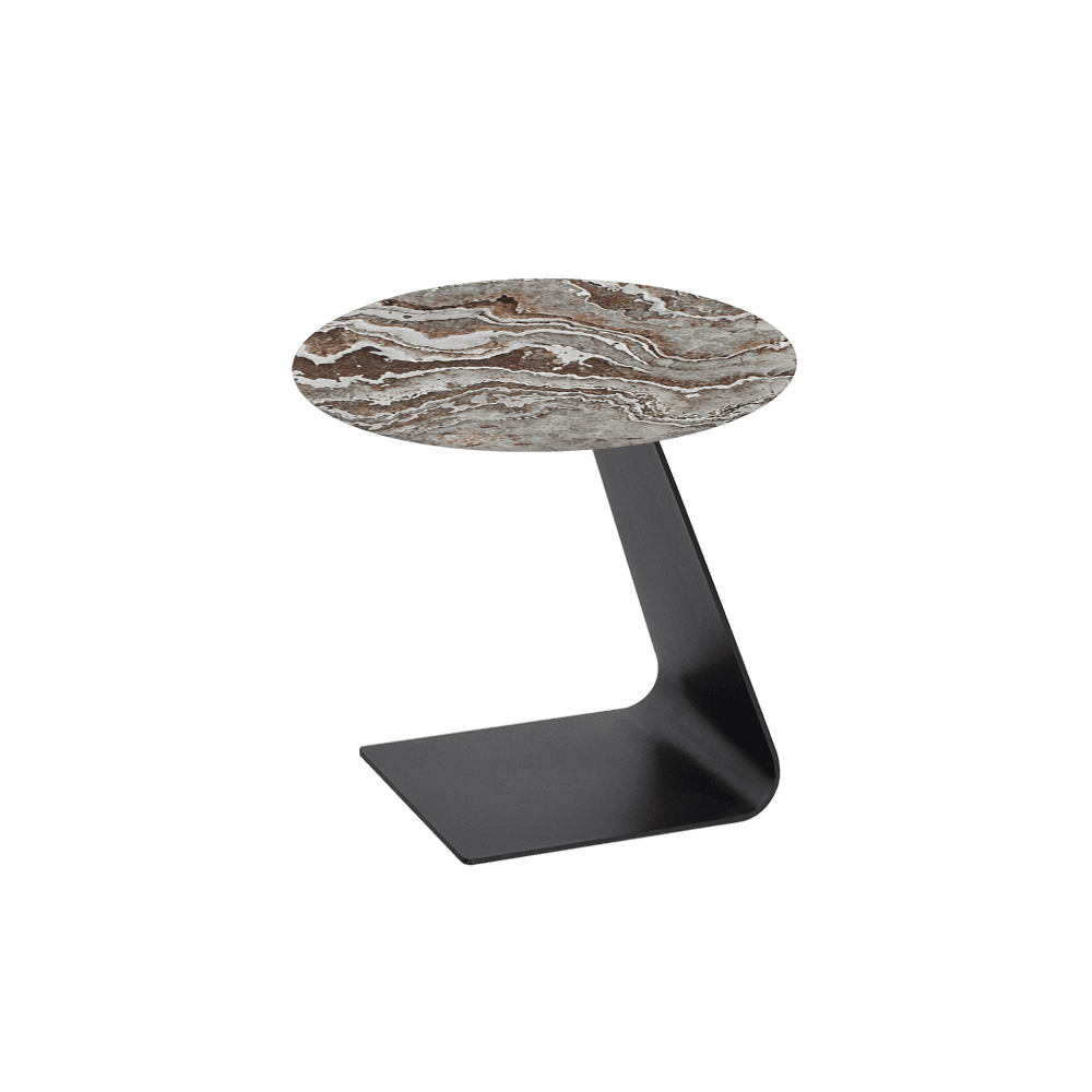 BAILEY Side Table - Mix & Match Marble Top with Black Coloured Steel Base(500mm)