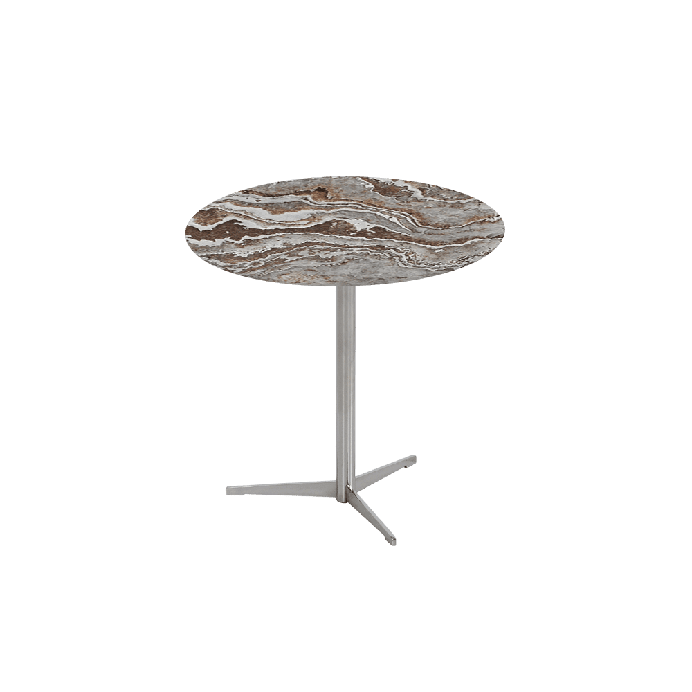 SILVIA Side Table - Mix & Match Marble Top with Silver Coloured Stainless Steel Base(500mm)