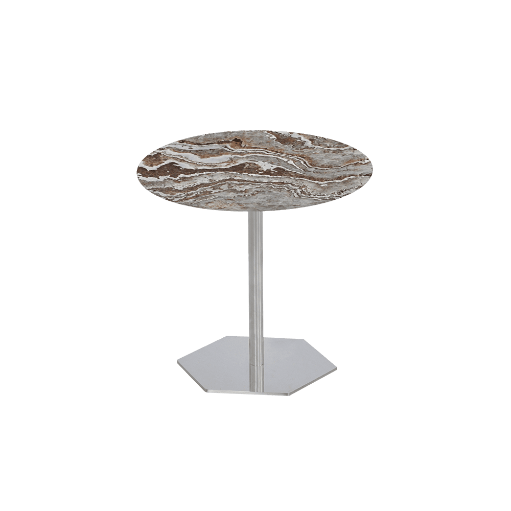 SILVIA Side Table - Mix & Match Marble Top with Silver Coloured Stainless Steel Base(500mm)