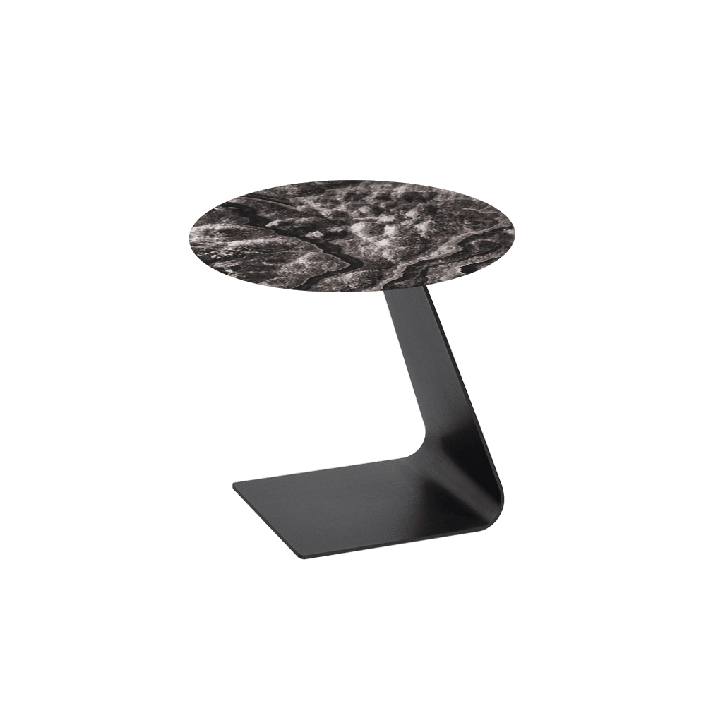 BAILEY Side Table - Mix & Match Marble Top with Black Coloured Steel Base(500mm)