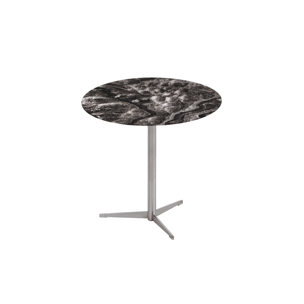 SILVIA Side Table - Mix & Match Marble Top with Silver Coloured Stainless Steel Base(500mm)