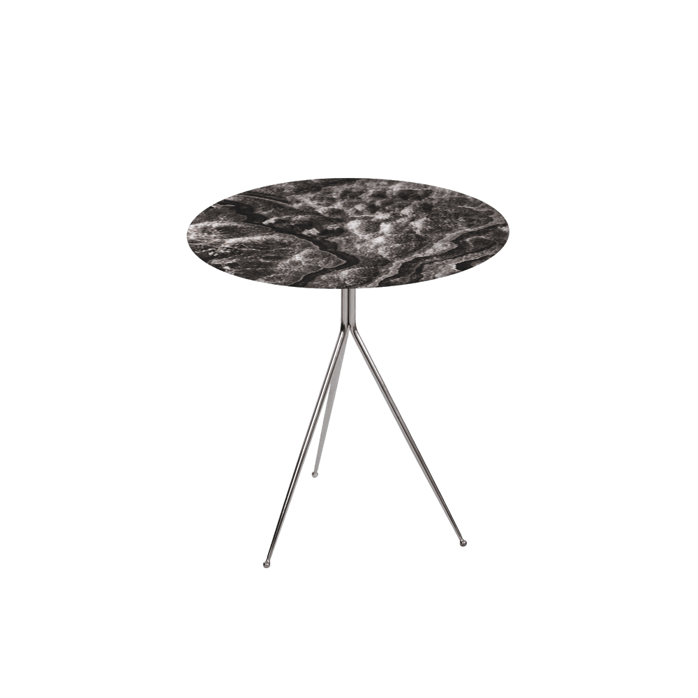 SILVIA Side Table - Mix & Match Marble Top with Silver Coloured Stainless Steel Base(500mm)