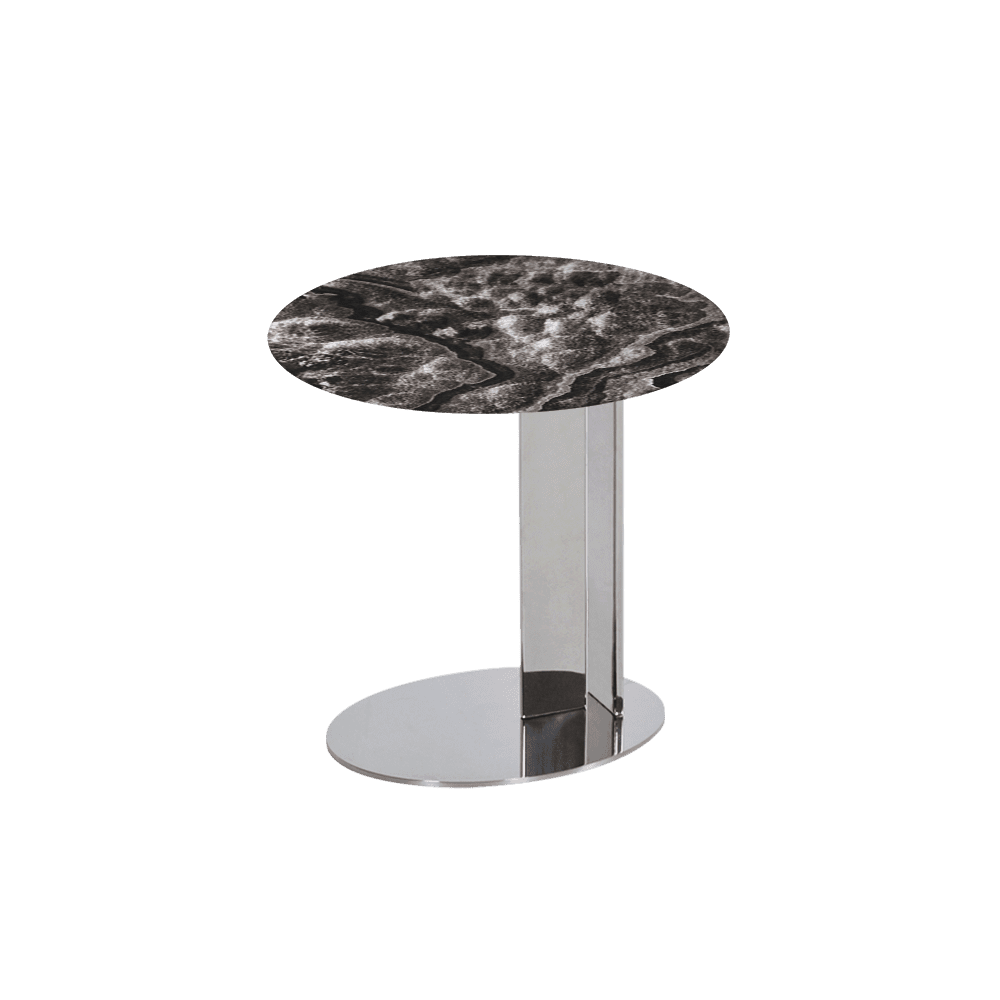 SILVIA Side Table - Mix & Match Marble Top with Silver Coloured Stainless Steel Base(500mm)