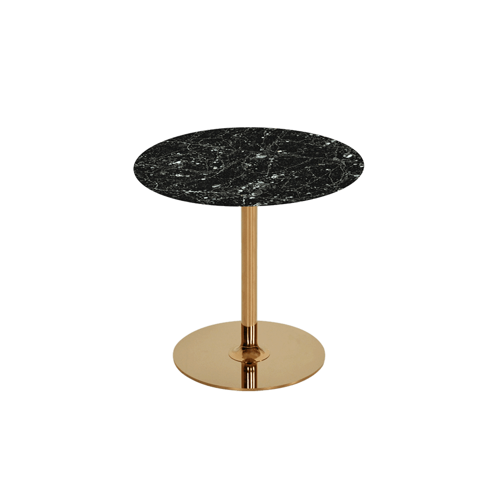 BELLA – Mix & Match Marble Side Table with Gold Coloured Stainless Steel Base (500mm)