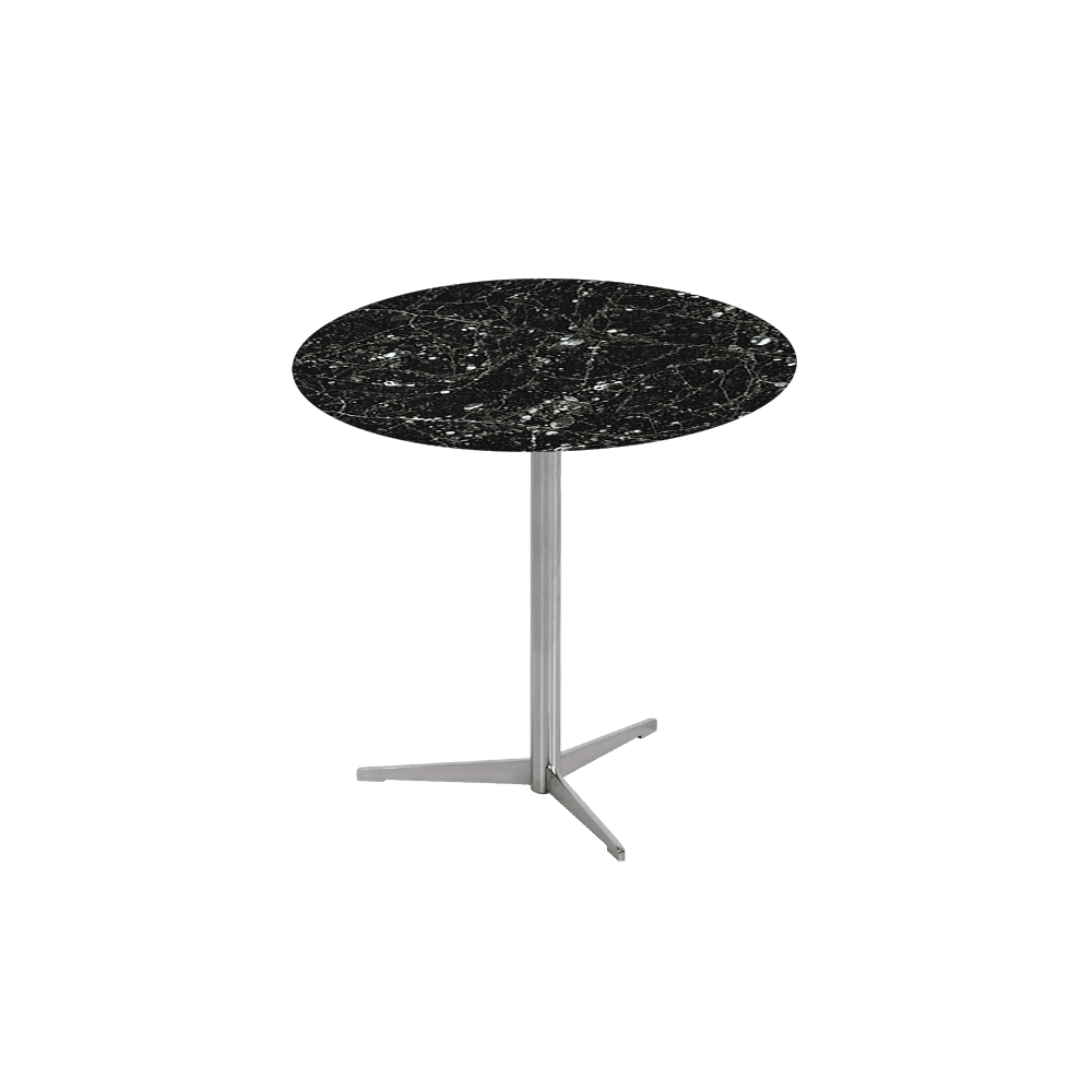 SILVIA Side Table - Mix & Match Marble Top with Silver Coloured Stainless Steel Base(500mm)