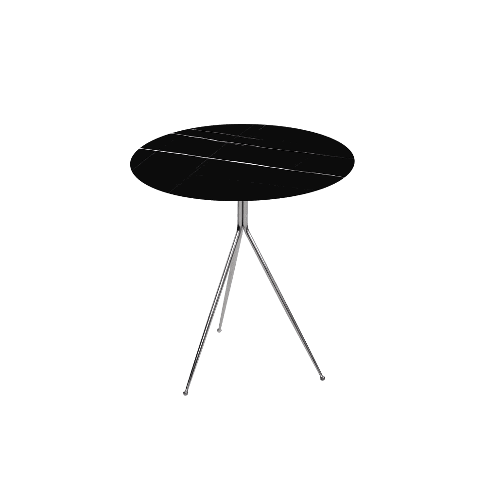 SILVIA Side Table - Mix & Match Marble Top with Silver Coloured Stainless Steel Base(500mm)