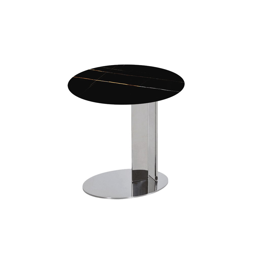 SILVIA Side Table - Mix & Match Marble Top with Silver Coloured Stainless Steel Base(500mm)