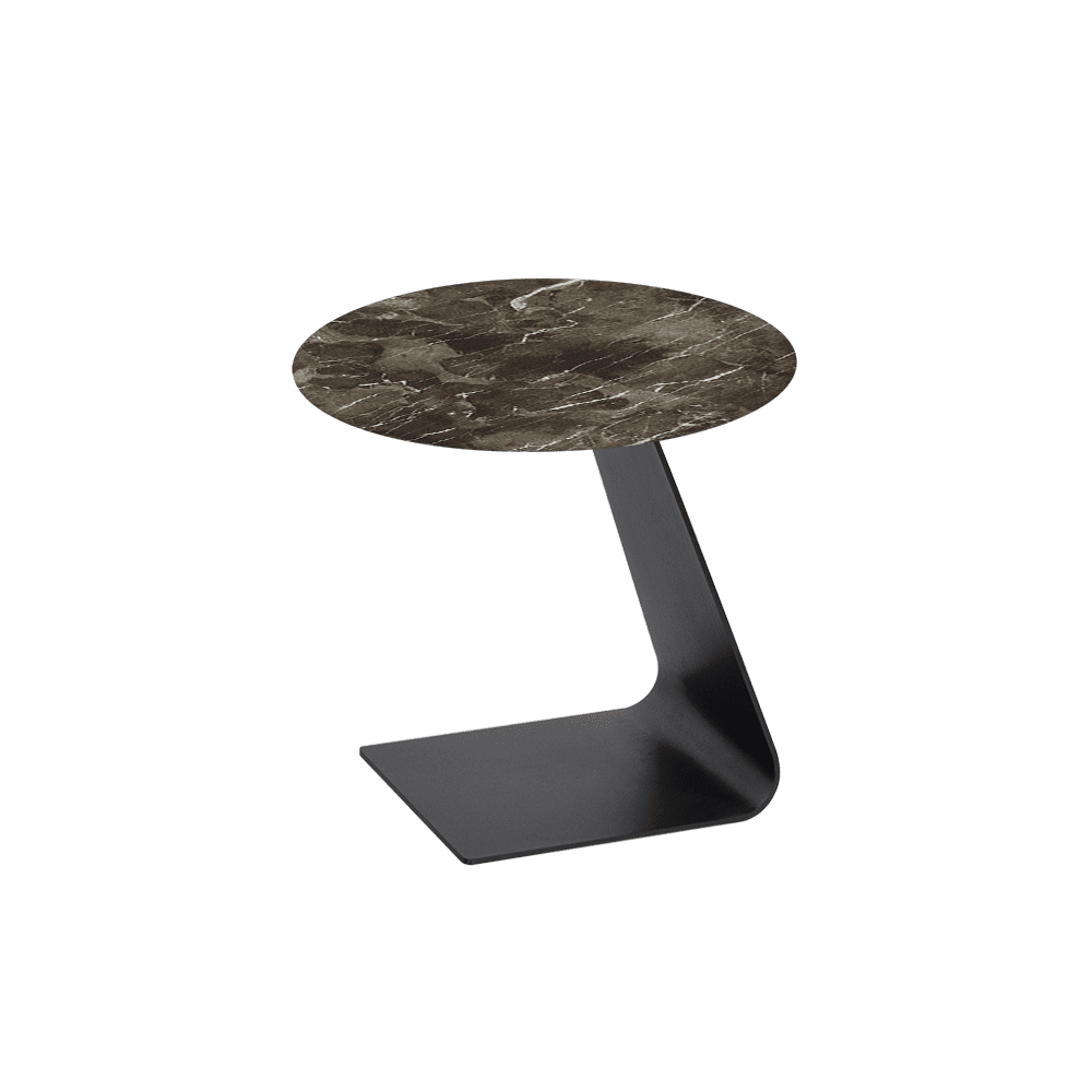 BAILEY Side Table - Mix & Match Marble Top with Black Coloured Steel Base(500mm)