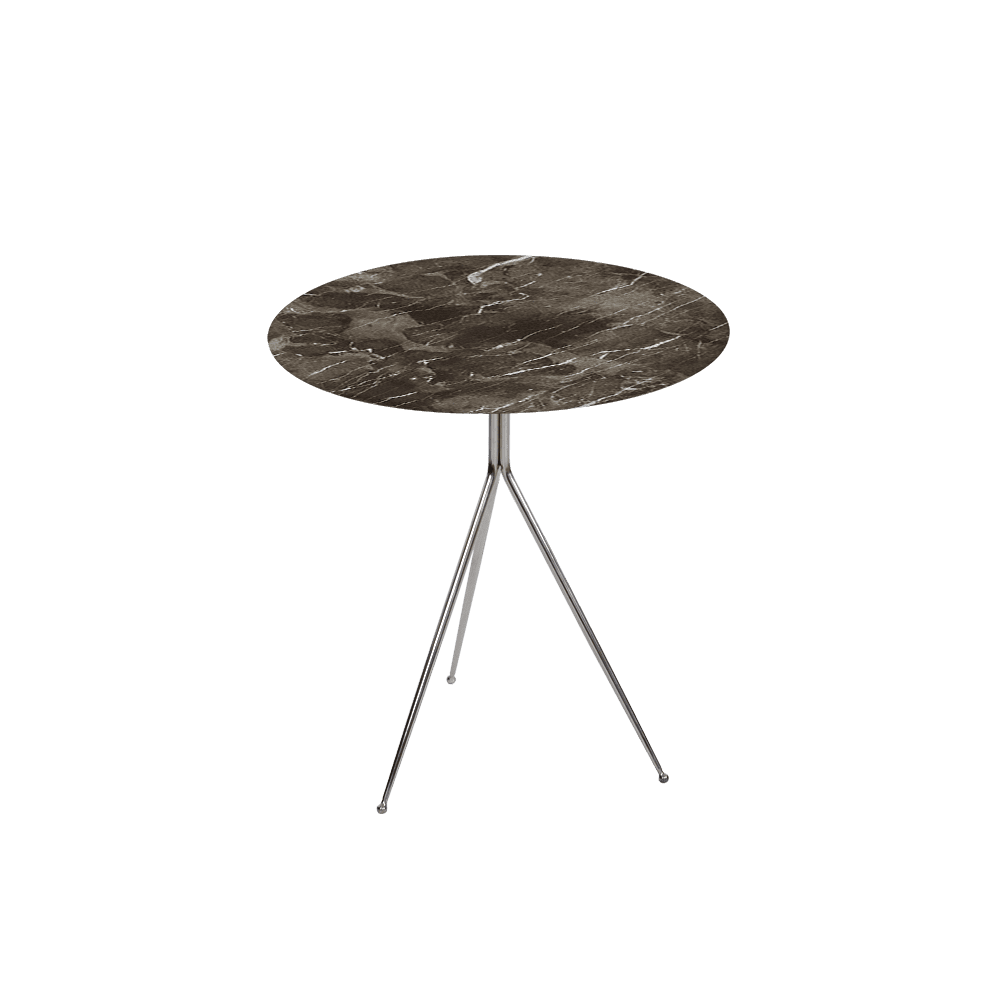 SILVIA Side Table - Mix & Match Marble Top with Silver Coloured Stainless Steel Base(500mm)