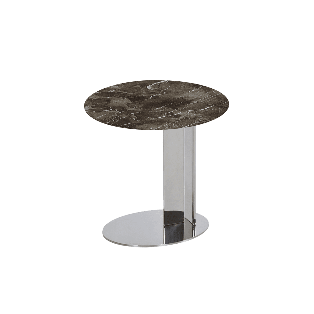 SILVIA Side Table - Mix & Match Marble Top with Silver Coloured Stainless Steel Base(500mm)