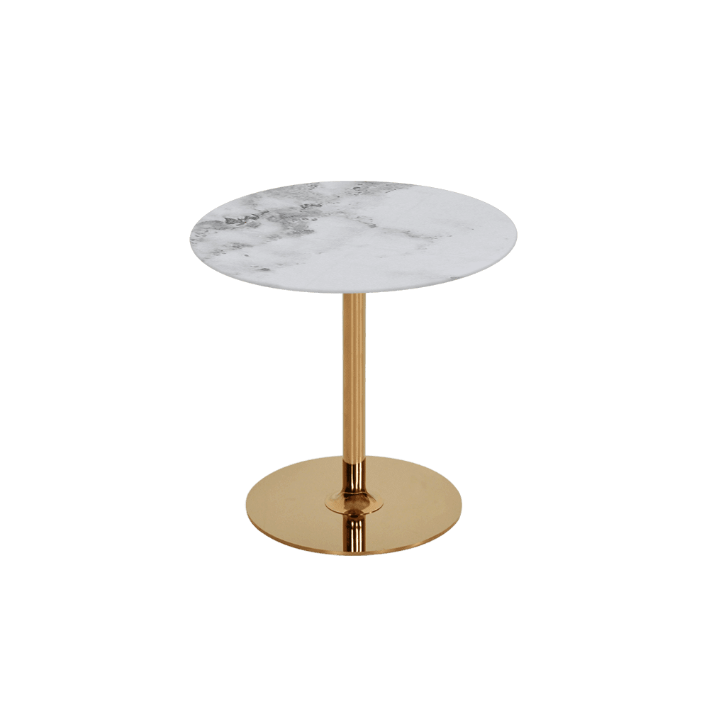 BELLA – Mix & Match Marble Side Table with Gold Coloured Stainless Steel Base (500mm)