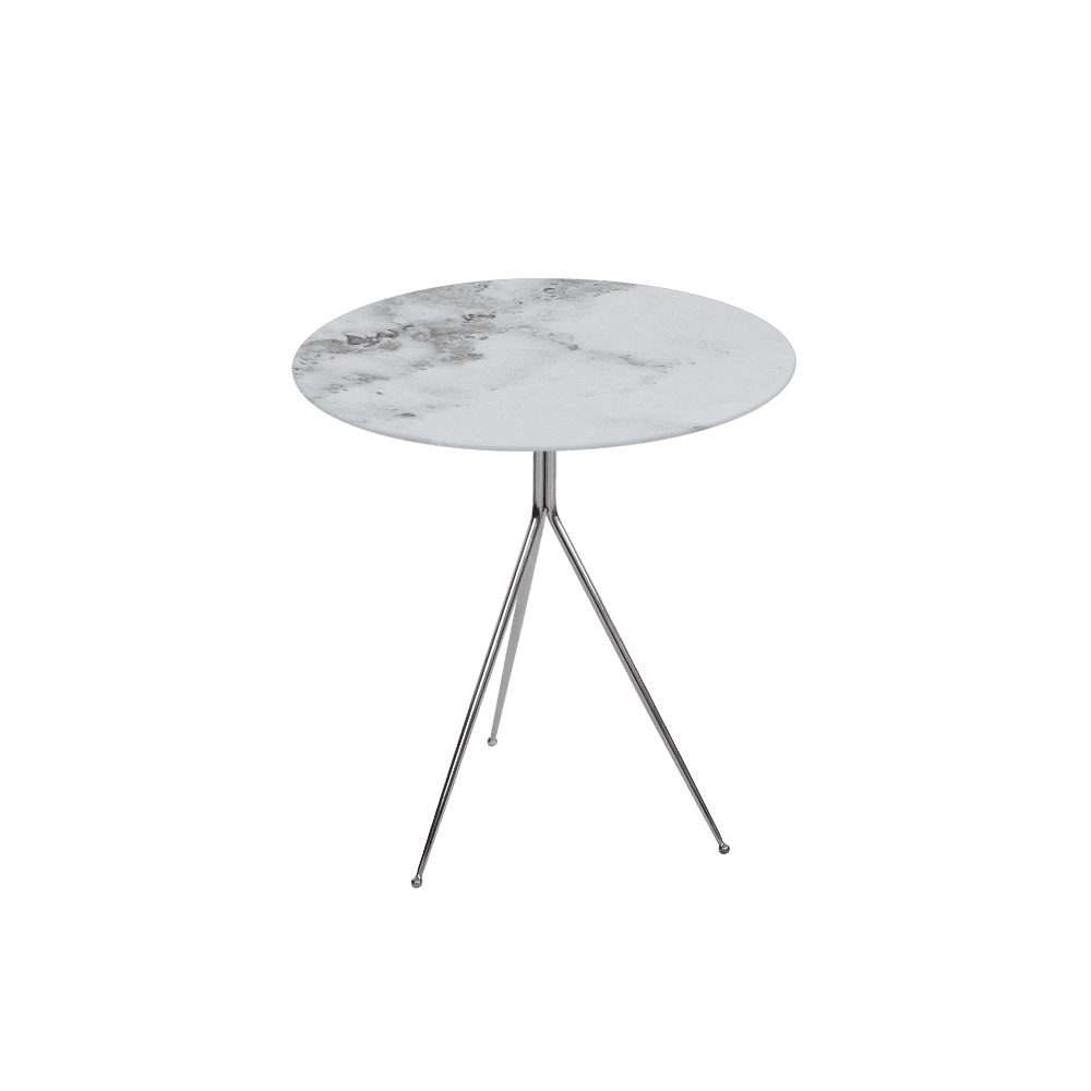 SILVIA Side Table - Mix & Match Marble Top with Silver Coloured Stainless Steel Base(500mm)