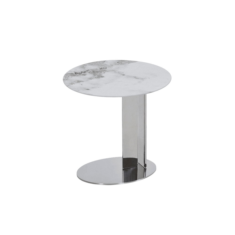 SILVIA Side Table - Mix & Match Marble Top with Silver Coloured Stainless Steel Base(500mm)