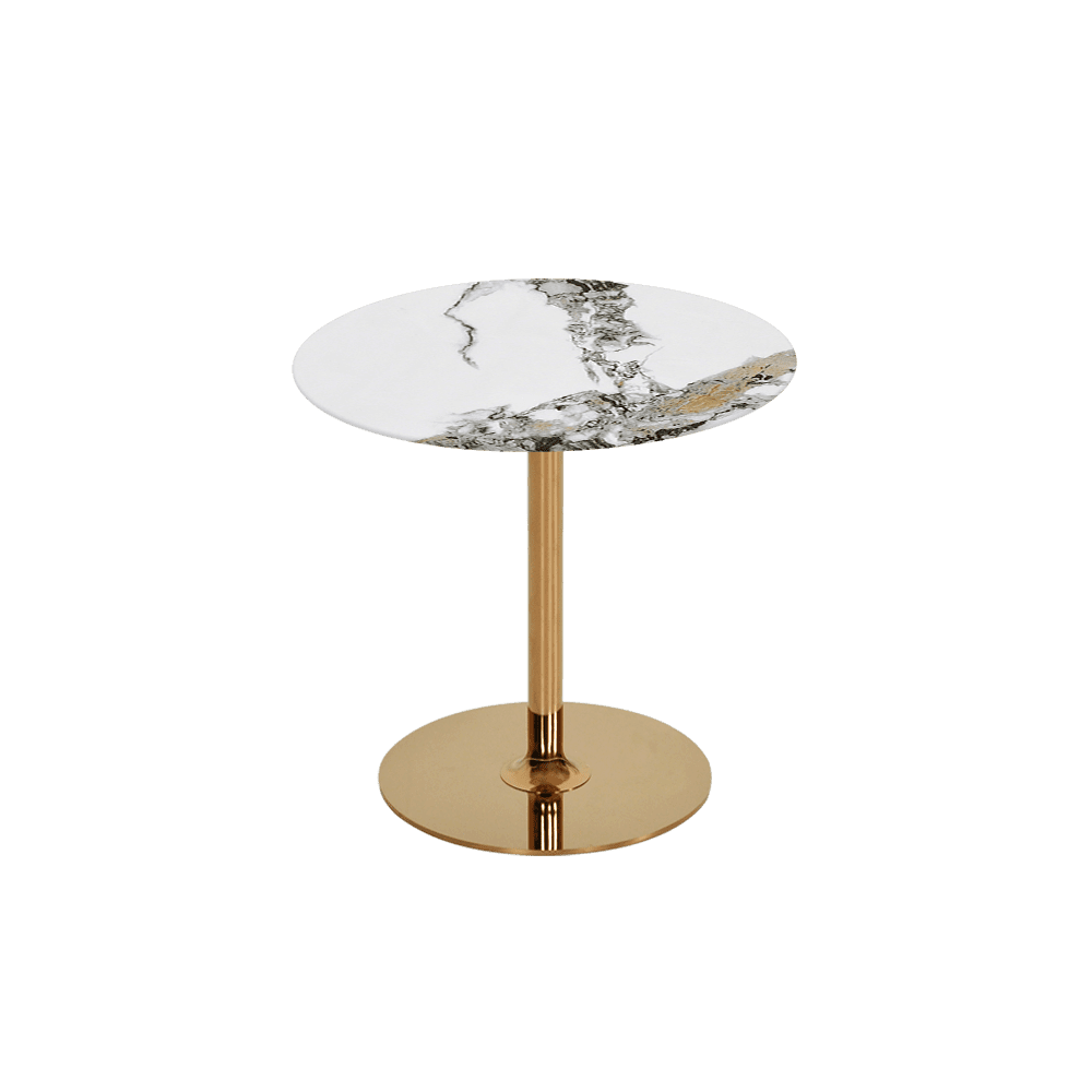 BELLA – Mix & Match Marble Side Table with Gold Coloured Stainless Steel Base (500mm)
