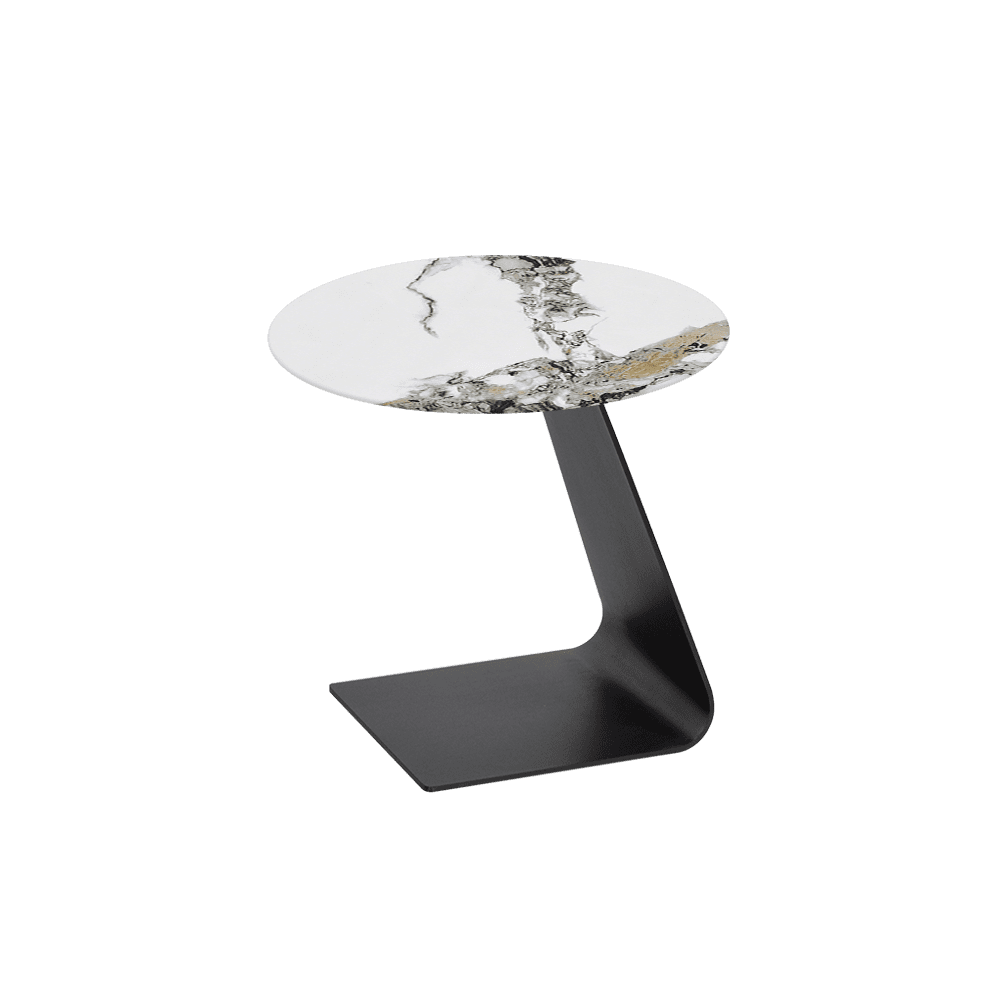BAILEY Side Table - Mix & Match Marble Top with Black Coloured Steel Base(500mm)