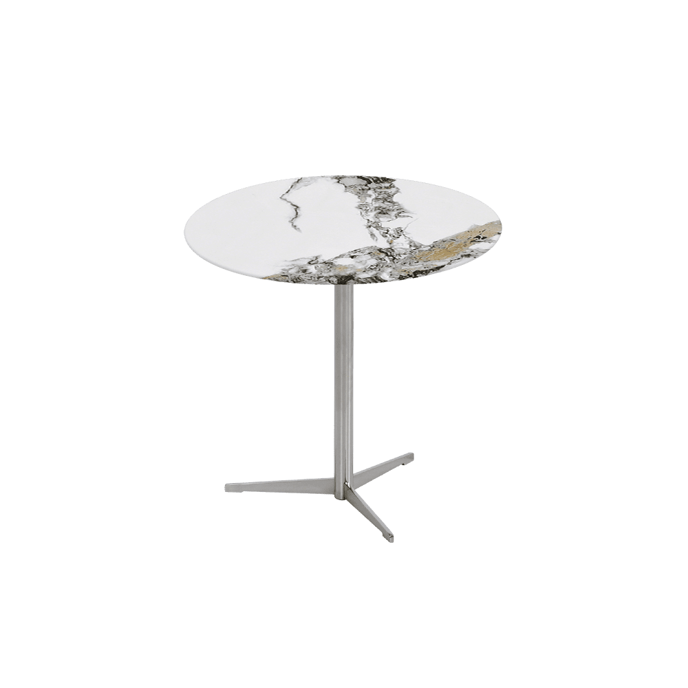 SILVIA Side Table - Mix & Match Marble Top with Silver Coloured Stainless Steel Base(500mm)