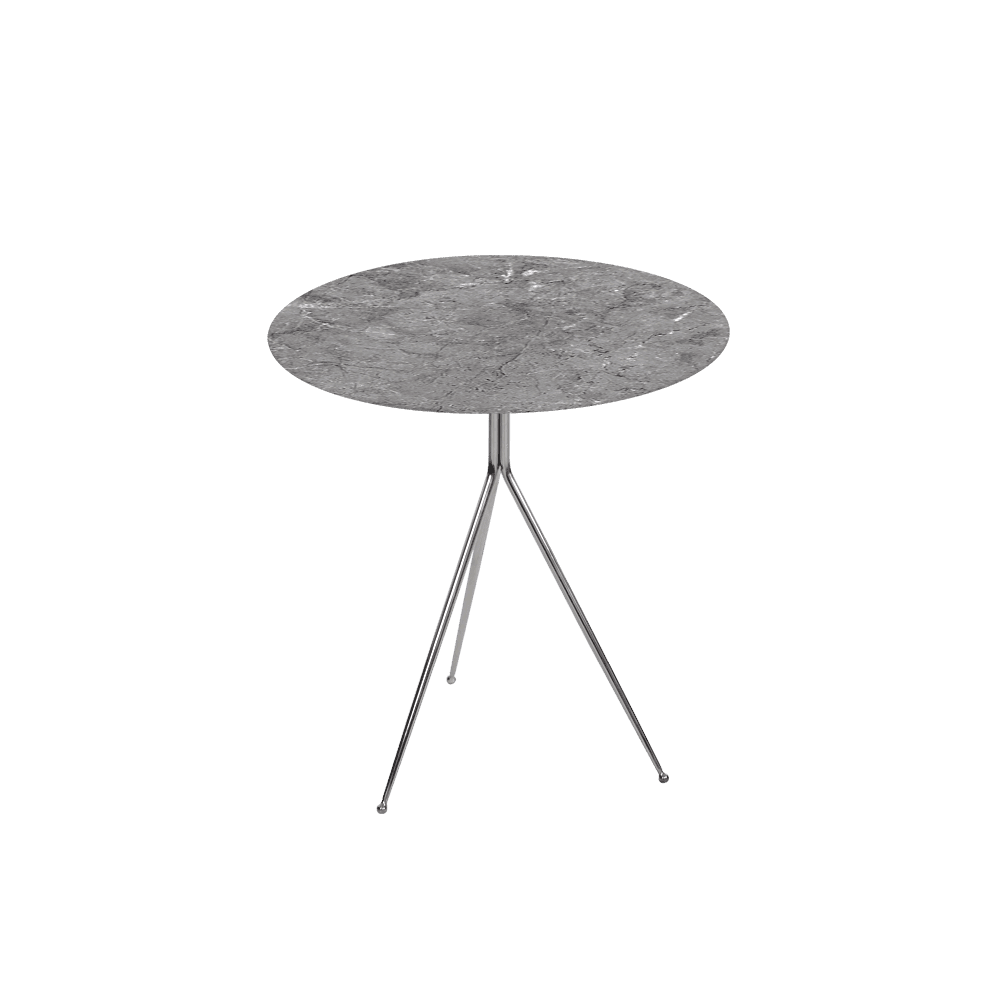 SILVIA Side Table - Mix & Match Marble Top with Silver Coloured Stainless Steel Base(500mm)