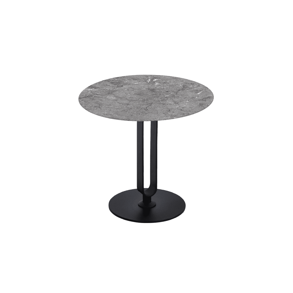 SELENA Side Table - Mix & Match Marble Top with Black Coloured Steel Base(500mm)